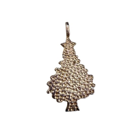 Vintage Sterling Silver Figural Christmas Tree Pendant‎ Star Top Jewelry Charm - Picture 4 of 6